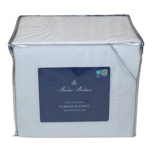 Brooks Brothers 100% Cotton Turkish Flannel Queen Sheet Set White